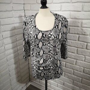 5 Seasons Ladies Size XL Black Grey & White Snake Print Made in Canada Blouse